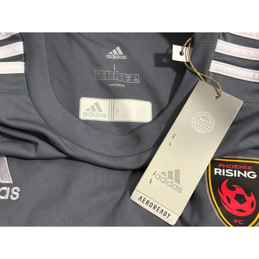 Adidas Soccer Jersey Mens Large Gray Phoenix Rising FC AeroReady DW6753 NEW